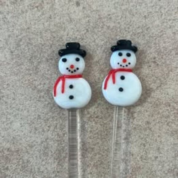 Christmas Handblown Glass Swizzle Stir Sticks Bar Ware Set of 12 - Picture 7 of 9